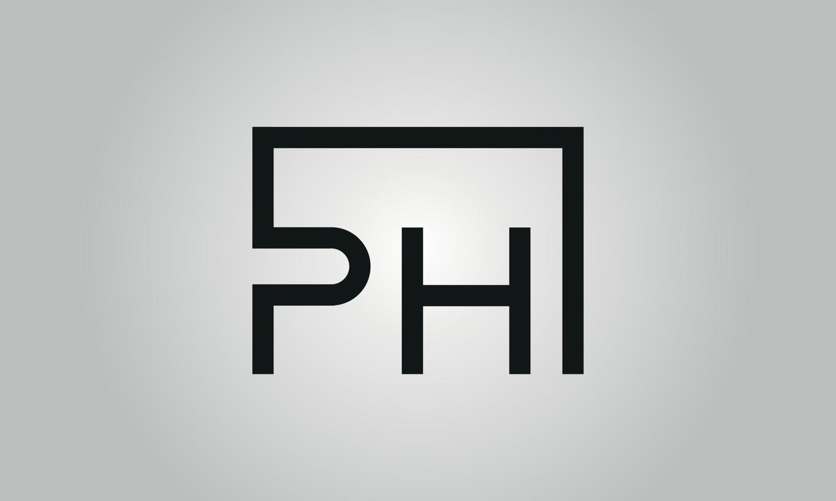 Buchstabe ph-Logo-Design. ph-Logo mit quadratischer Form in schwarzen Farben Vektor kostenlose Vektorvorlage.
