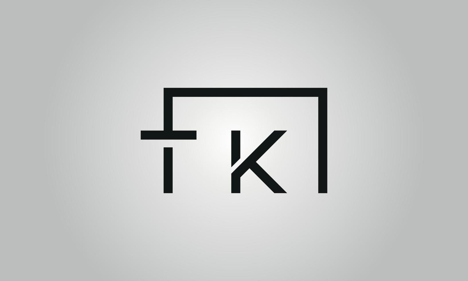 brev tk logotyp design. tk logotyp med fyrkant form i svart färger vektor fri vektor mall.