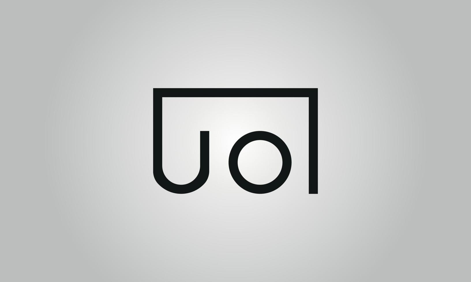 Buchstabe uo Logo-Design. Uo-Logo mit quadratischer Form in schwarzen Farben Vektor kostenlose Vektorvorlage.