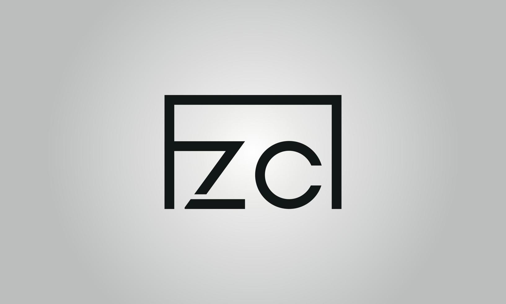 brev zc logotyp design. zc logotyp med fyrkant form i svart färger vektor fri vektor mall.