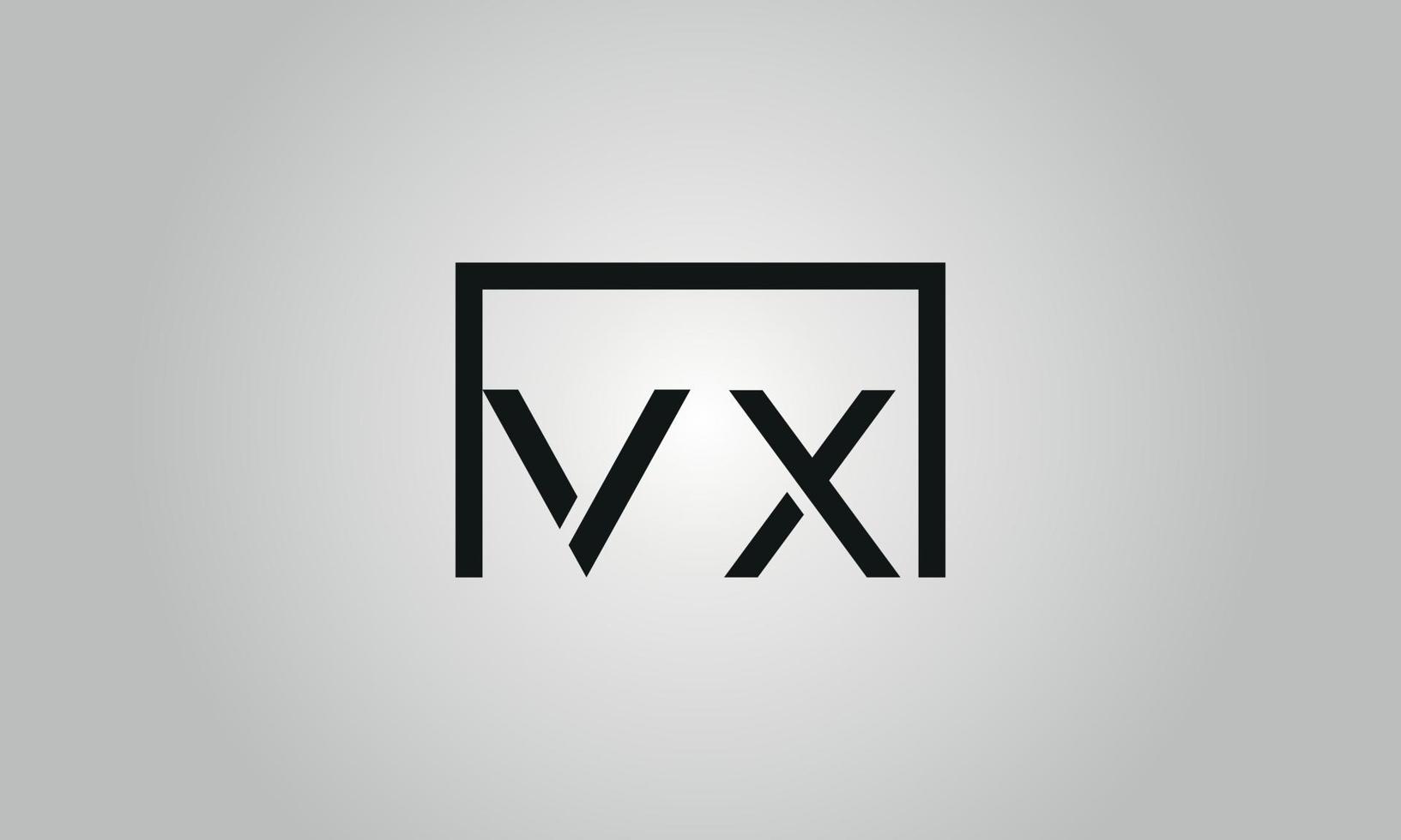 brev vx logotyp design. vx logotyp med fyrkant form i svart färger vektor fri vektor mall.