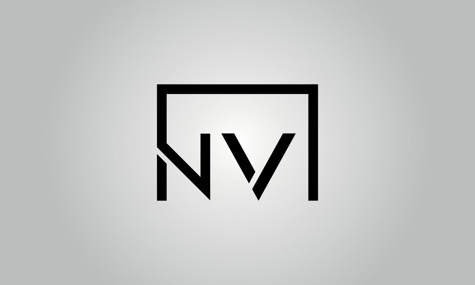 Buchstabe nv-Logo-Design. nv-Logo mit quadratischer Form in schwarzen Farben Vektor kostenlose Vektorvorlage.