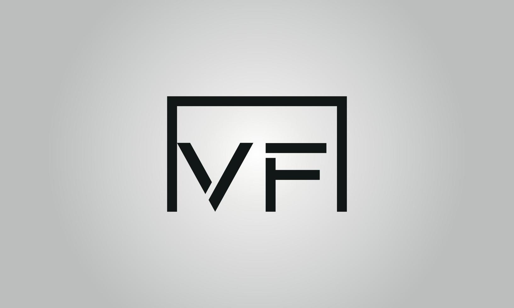 brev vf logotyp design. vf logotyp med fyrkant form i svart färger vektor fri vektor mall.