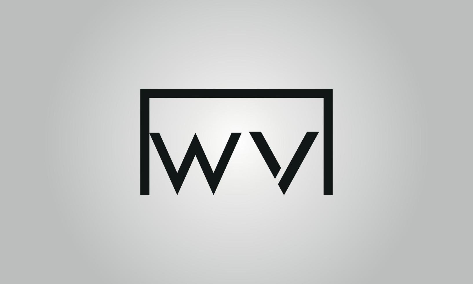 brev wv logotyp design. wv logotyp med fyrkant form i svart färger vektor fri vektor mall.