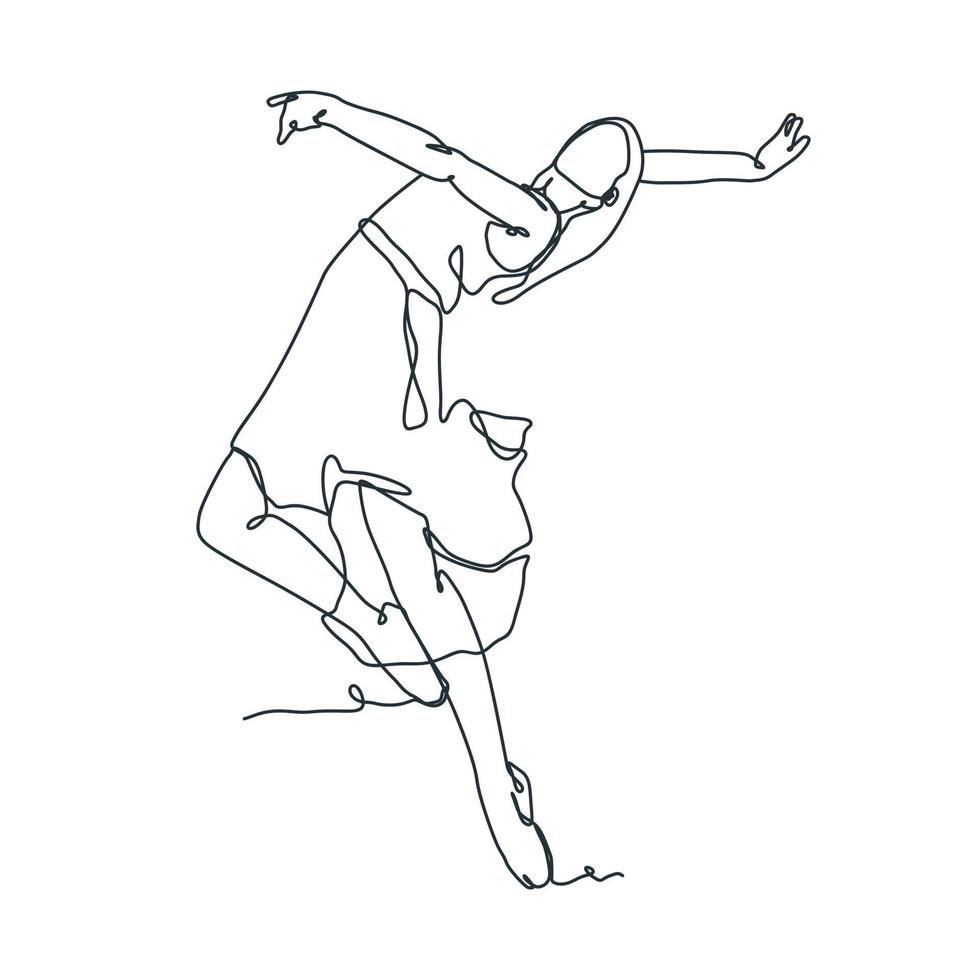 kontinuerlig linje teckning illustration av balett dansare vektor