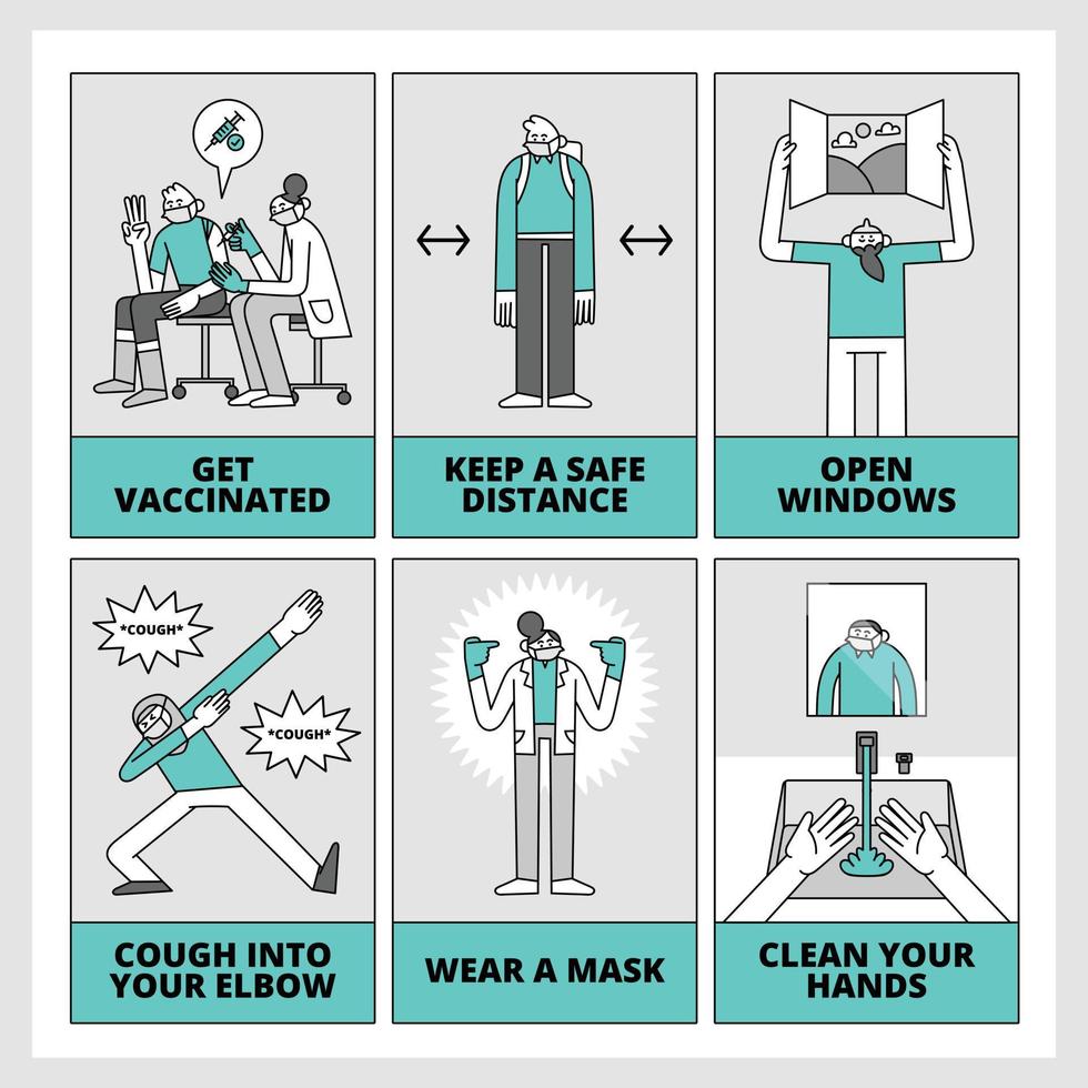 på vilket sätt till stanna kvar säker under coronavirus pandemi hand dragen karaktär illustration vektor