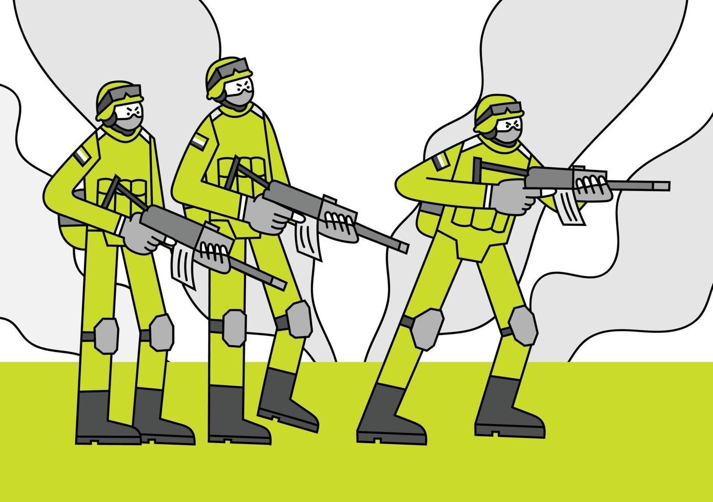 soldaten in aktion handgezeichnete charakterillustration vektor