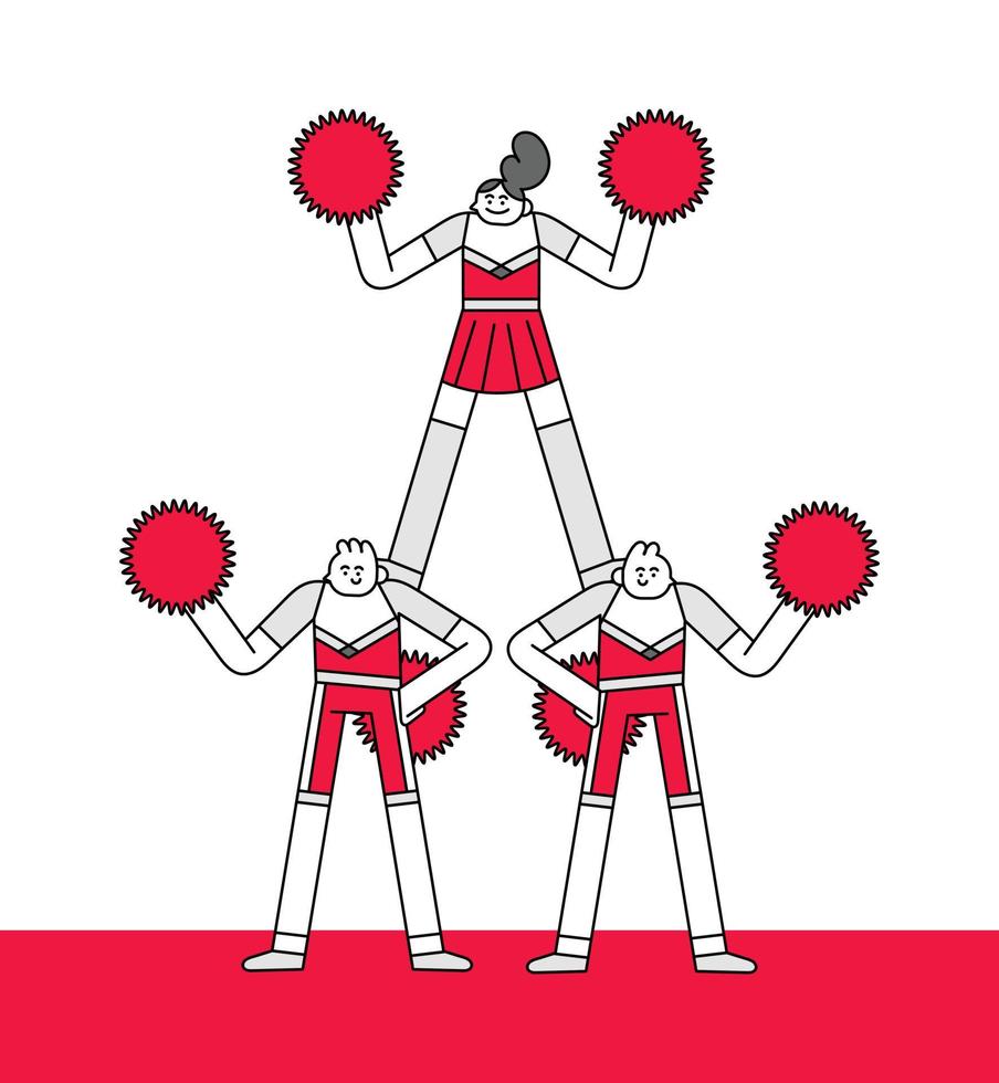 cheerleader stående utgör hand dragen karaktär illustration vektor