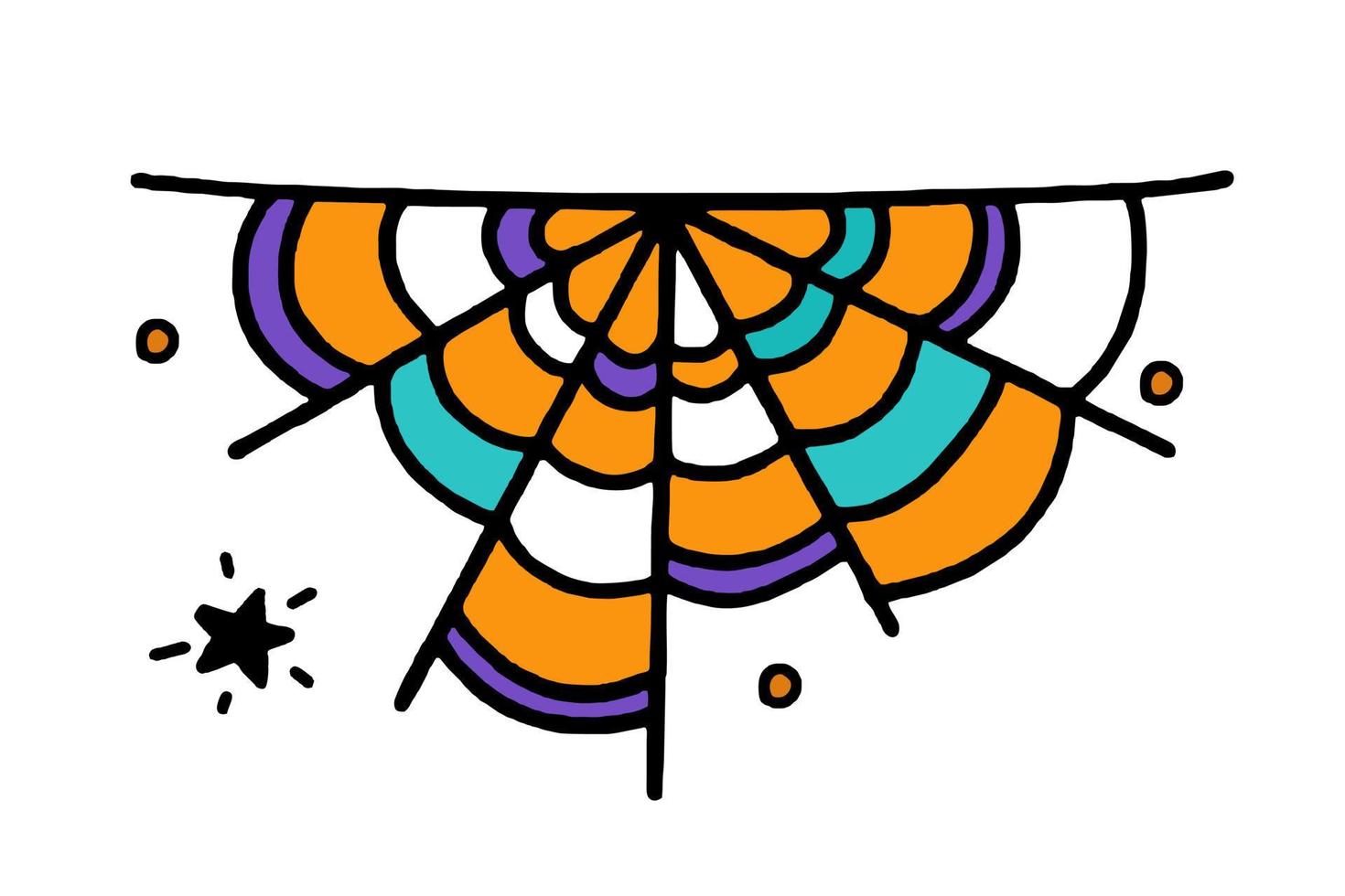 Spindel webb halloween begrepp illustration av vektor klotter stil design isolerat på vit bakgrund