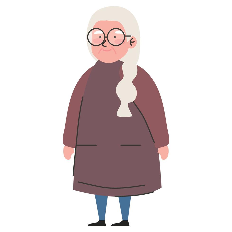 großmutter stehend mit brille vektor