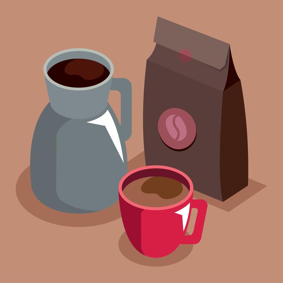 Kaffeebeutel und Teekanne vektor