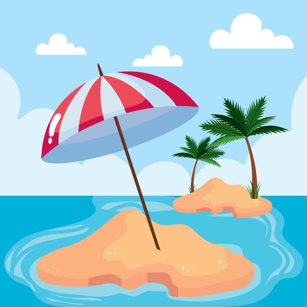 Insel und Regenschirm vektor