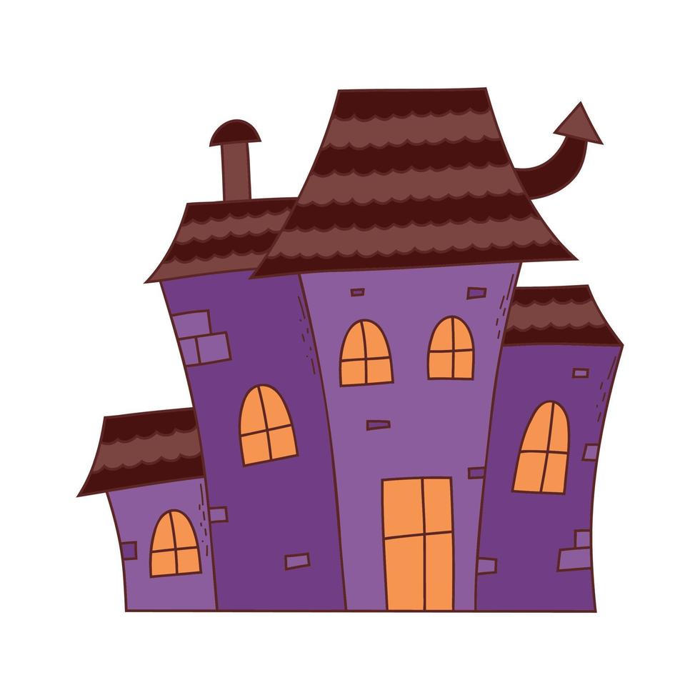 halloween besatt hus. lura eller behandla begrepp. vektor illustration i hand dragen stil