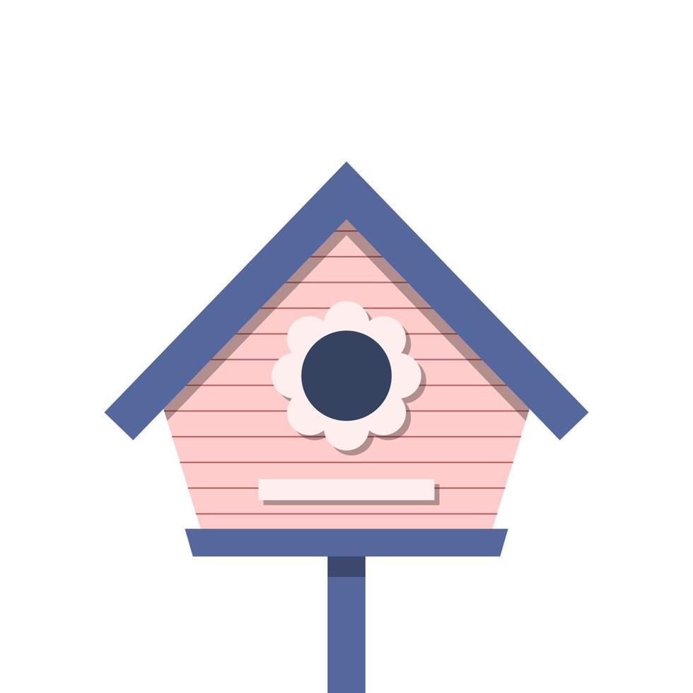 rosa och blå söt fågel hus illustration vektor