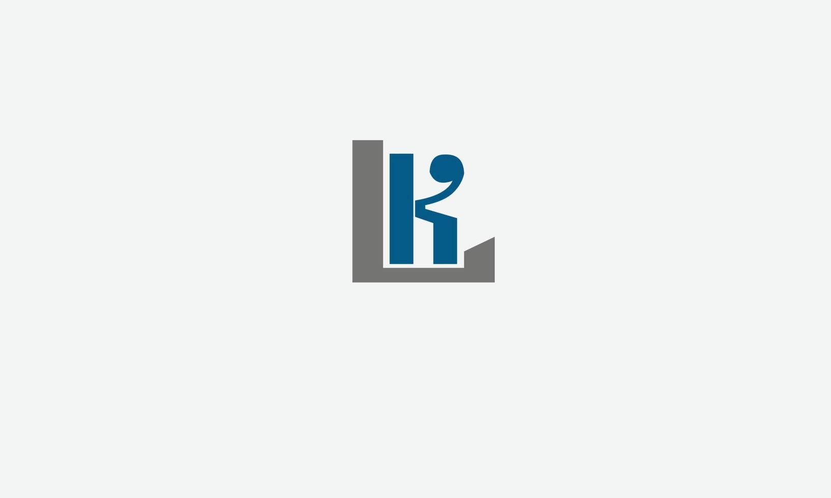 alfabet brev initialer monogram logotyp kl,lk, k och l vektor