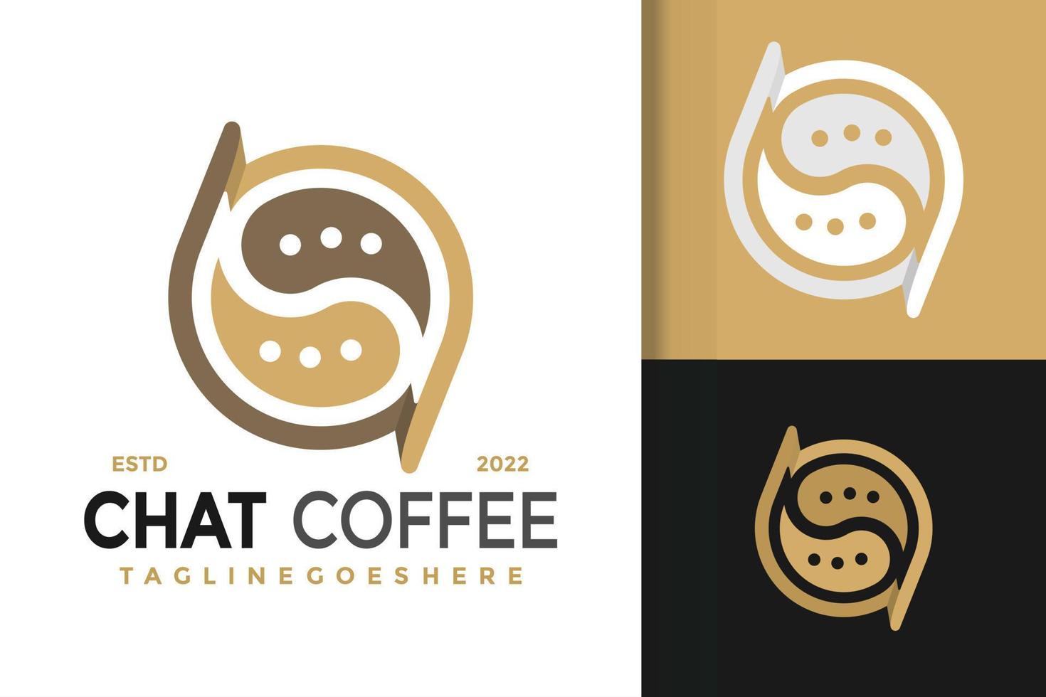 chatt kaffe affär logotyp design, varumärke identitet logotyper vektor, modern logotyp, logotyp mönster vektor illustration mall