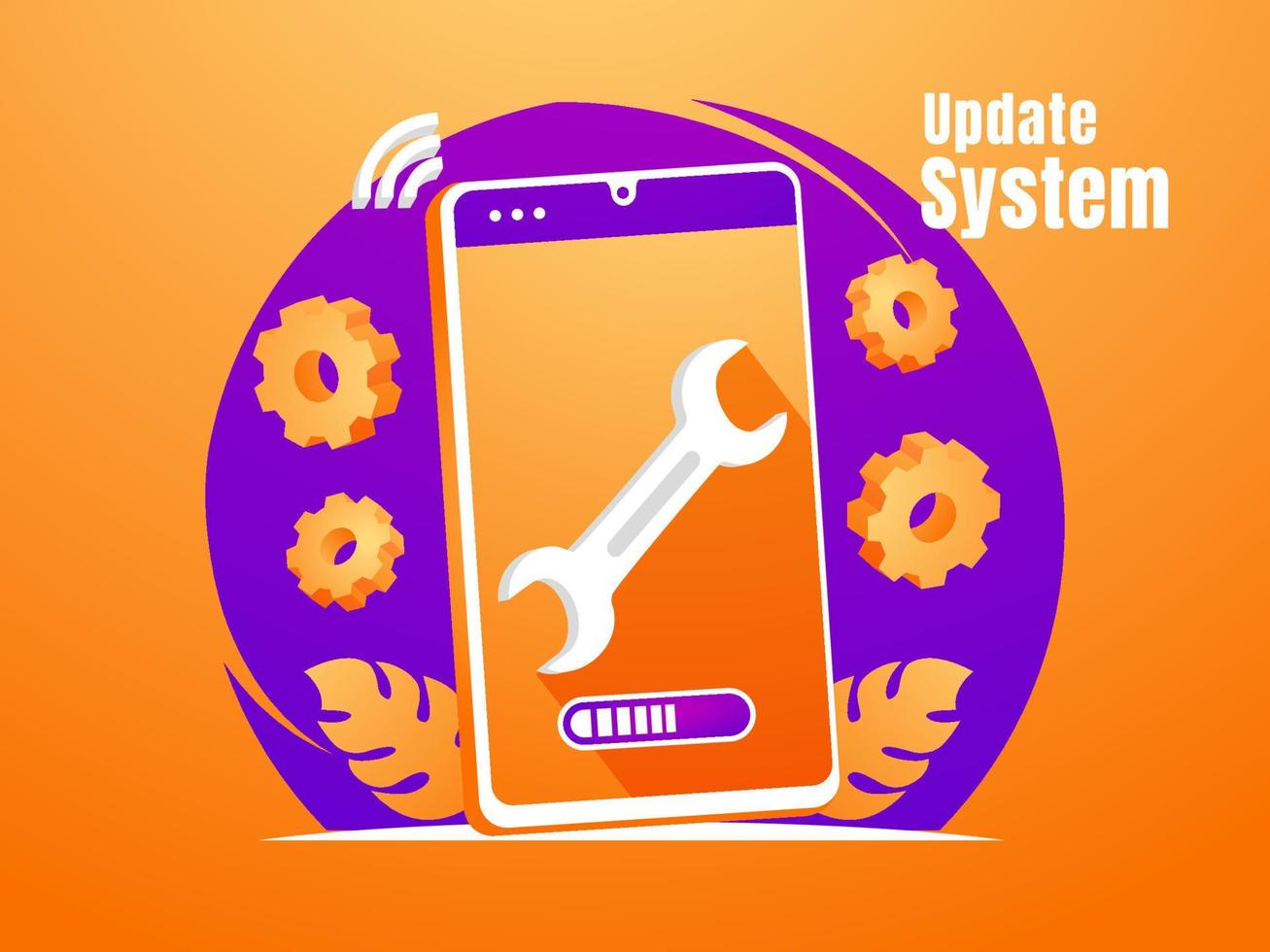 uppdatering smartphone systemet med rycka symbol vektor