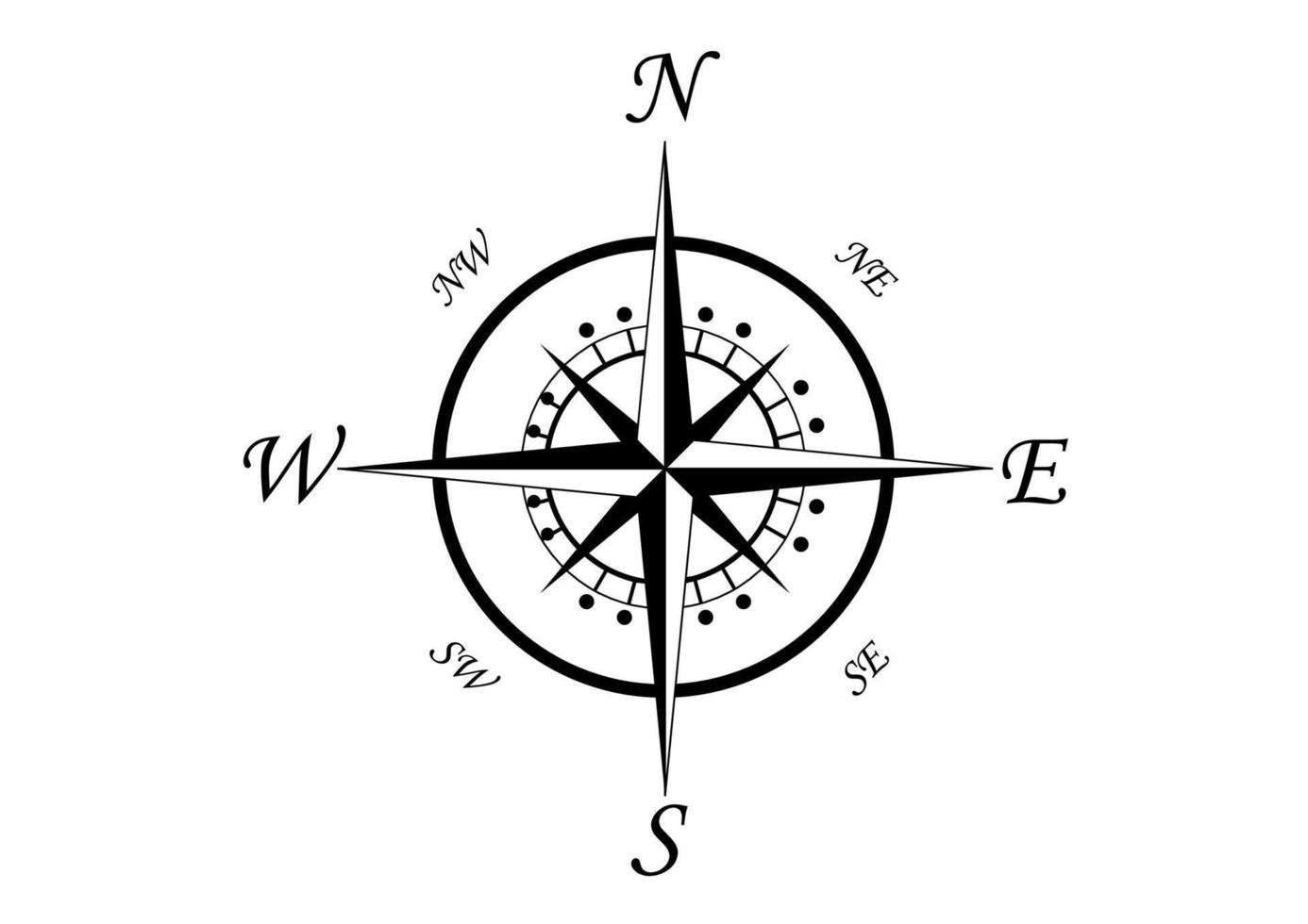 kompass symbol, årgång vind reste sig vektor