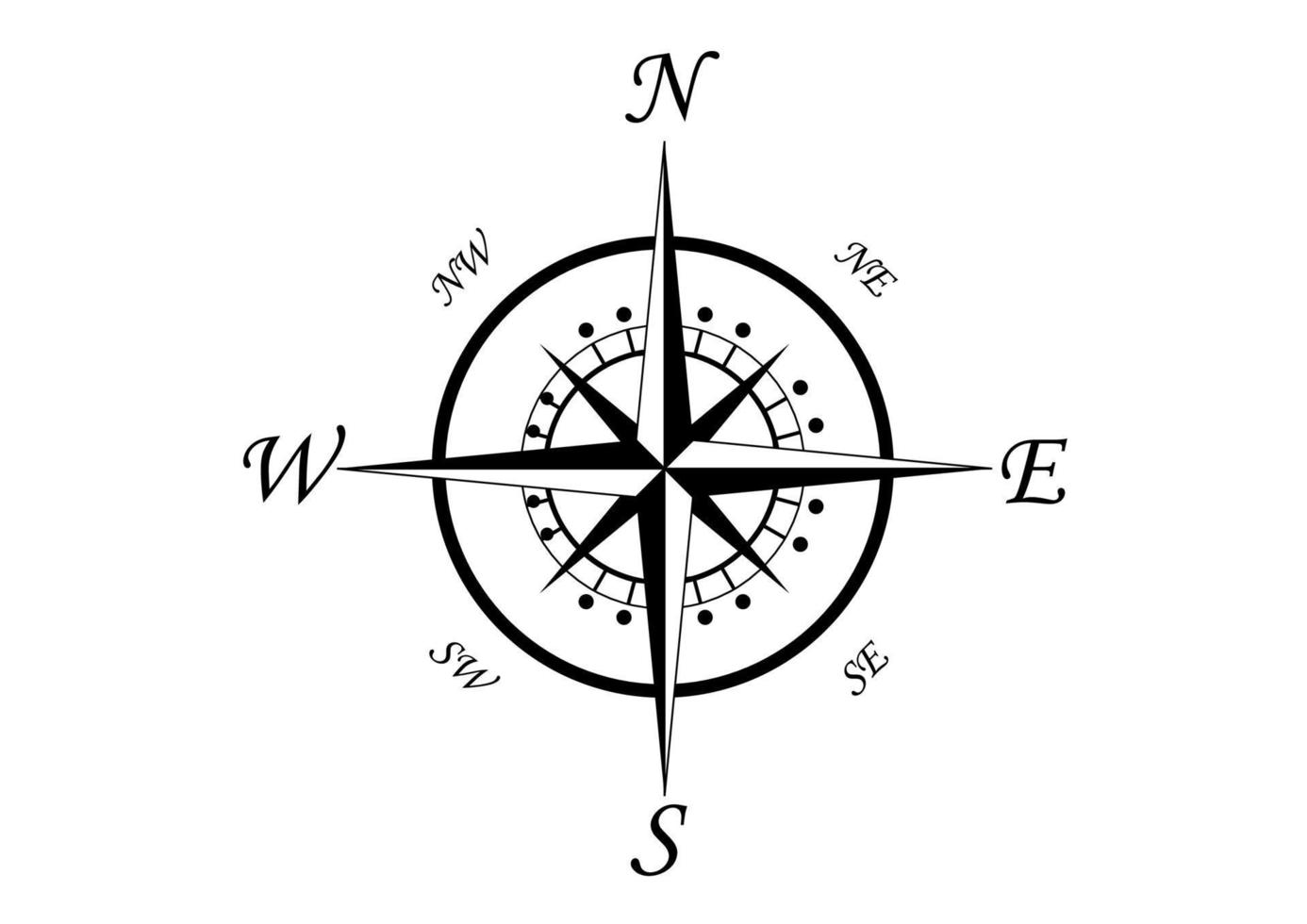 Kompasssymbol, Vintage Windrose vektor