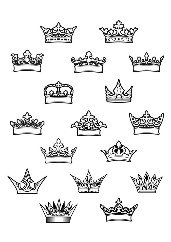 heraldische Königs- und Königinkronen gesetzt vektor