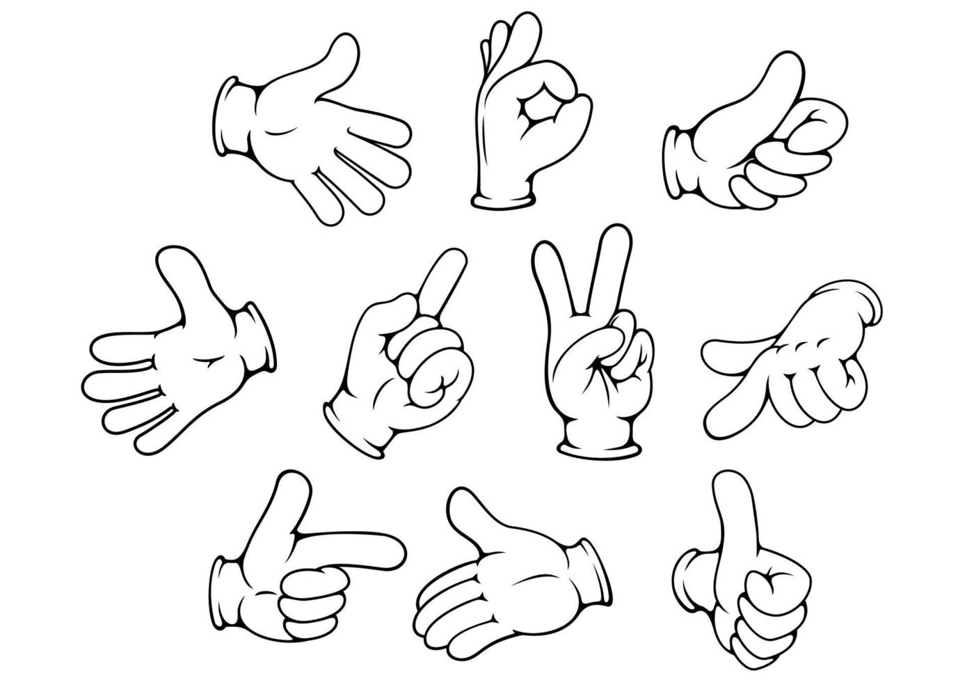 tecknad serie hand gester uppsättning vektor