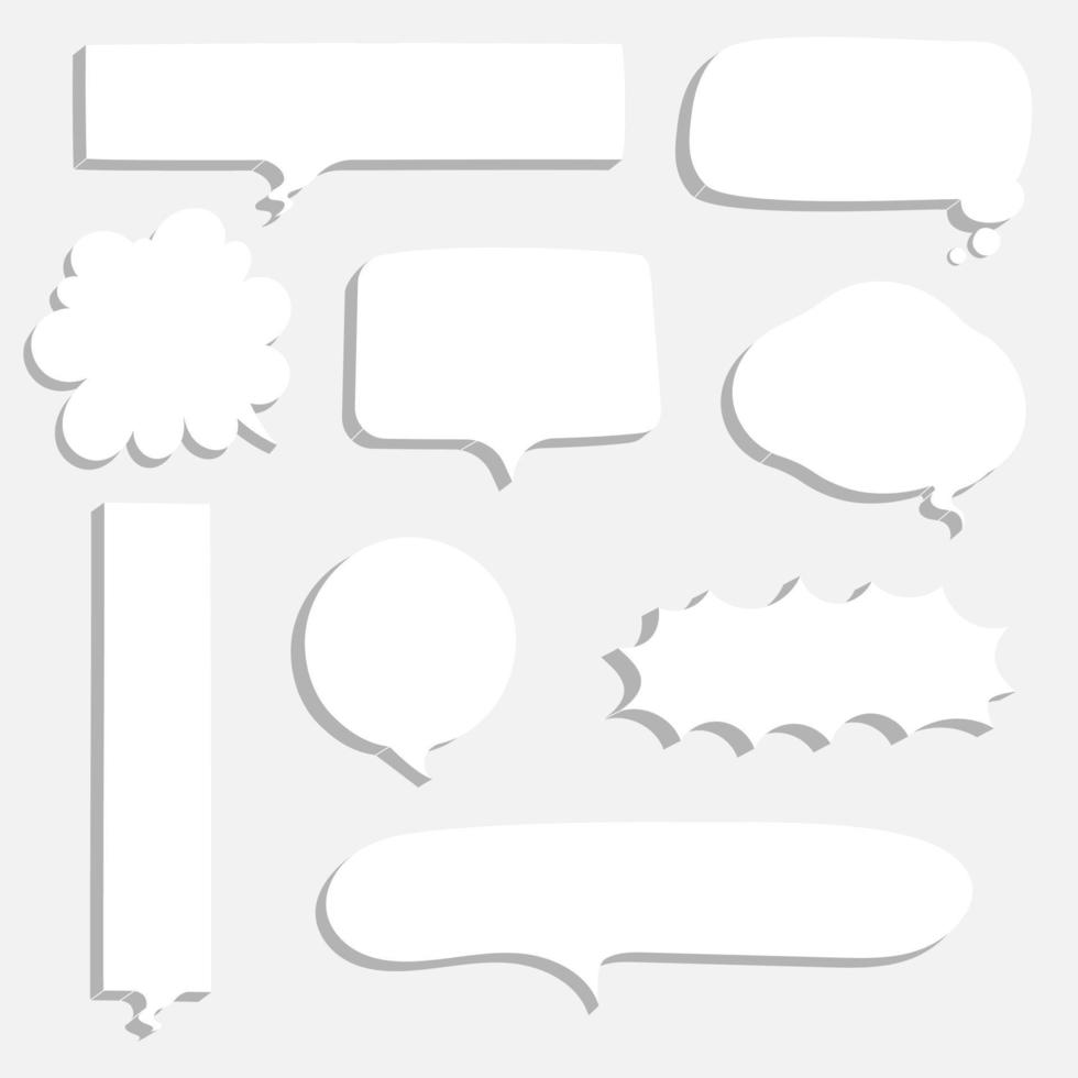 samling uppsättning av 3d hand dragen Tal bubbla ballong tror, tala, prata, mall, text låda baner, platt design vektor illustration