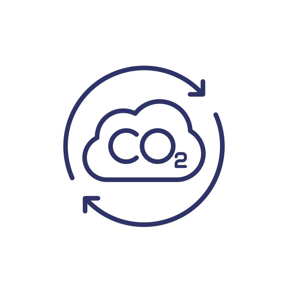 co2 gas, kol dioxid offset linje ikon vektor