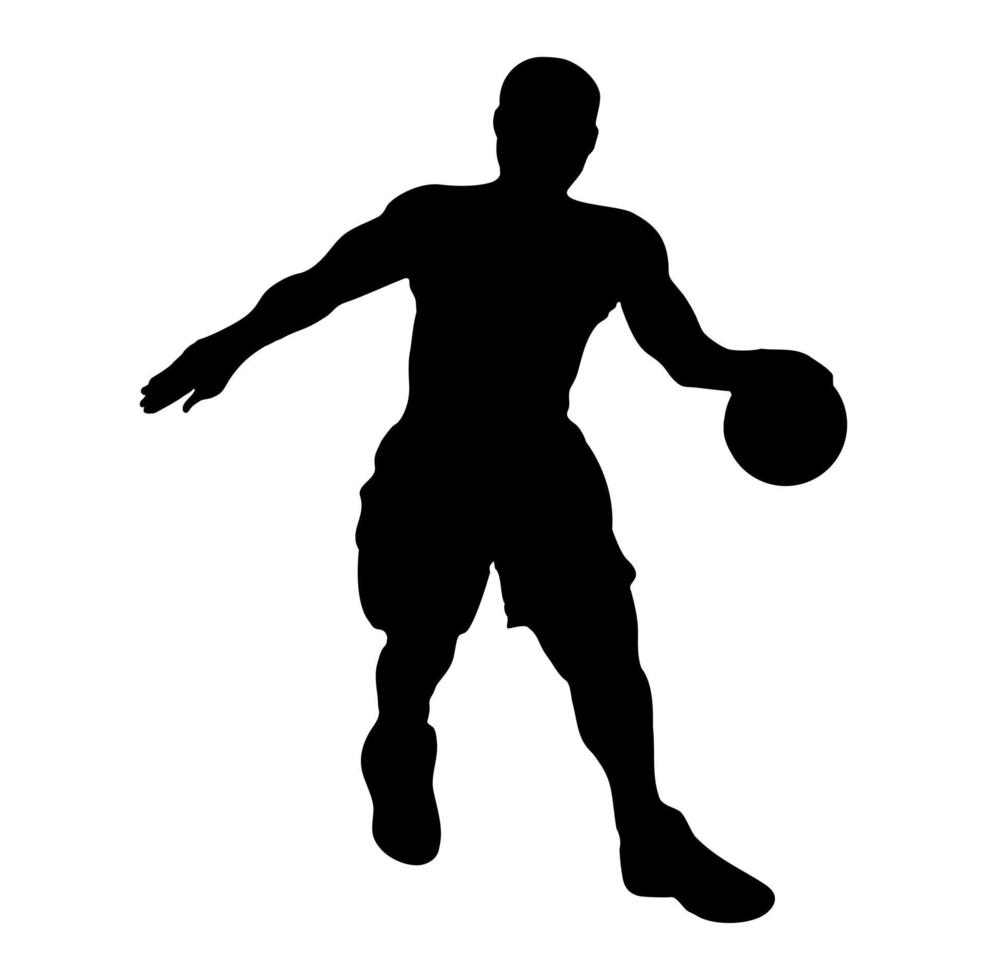 Mann, der Basketball-Silhouette-Sportler spielt, Vektor
