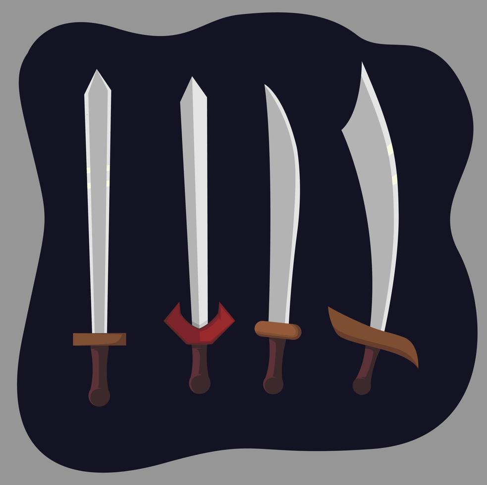 fyra svärd i annorlunda former och ursprung vektor