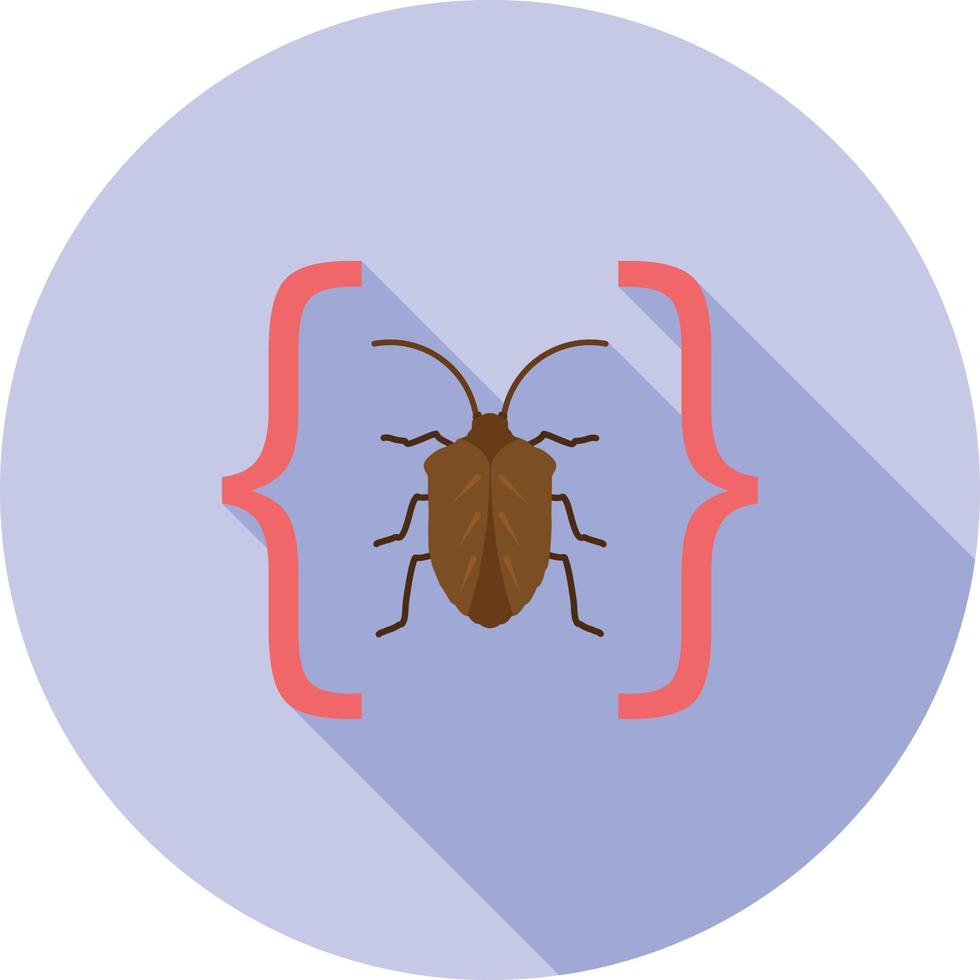 insekt i koda platt lång skugga ikon vektor