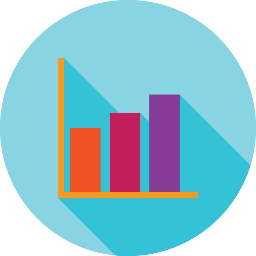 bar Diagram platt lång skugga ikon vektor