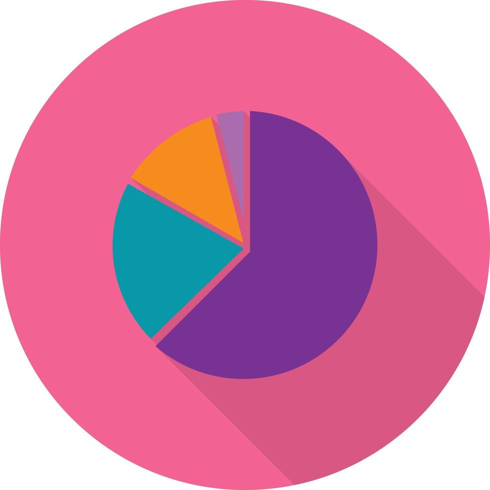 Kreisdiagramm flaches langes Schattensymbol vektor
