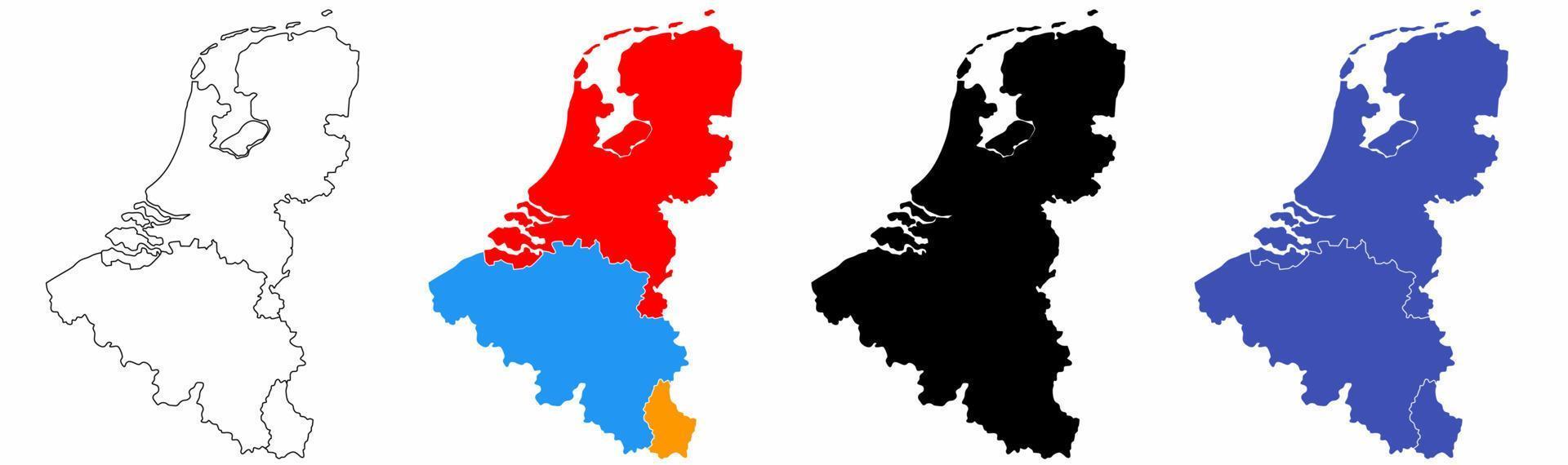 benelux Karta uppsättning isolerat på vit background.nederländerna luxemburg belgien Karta vektor