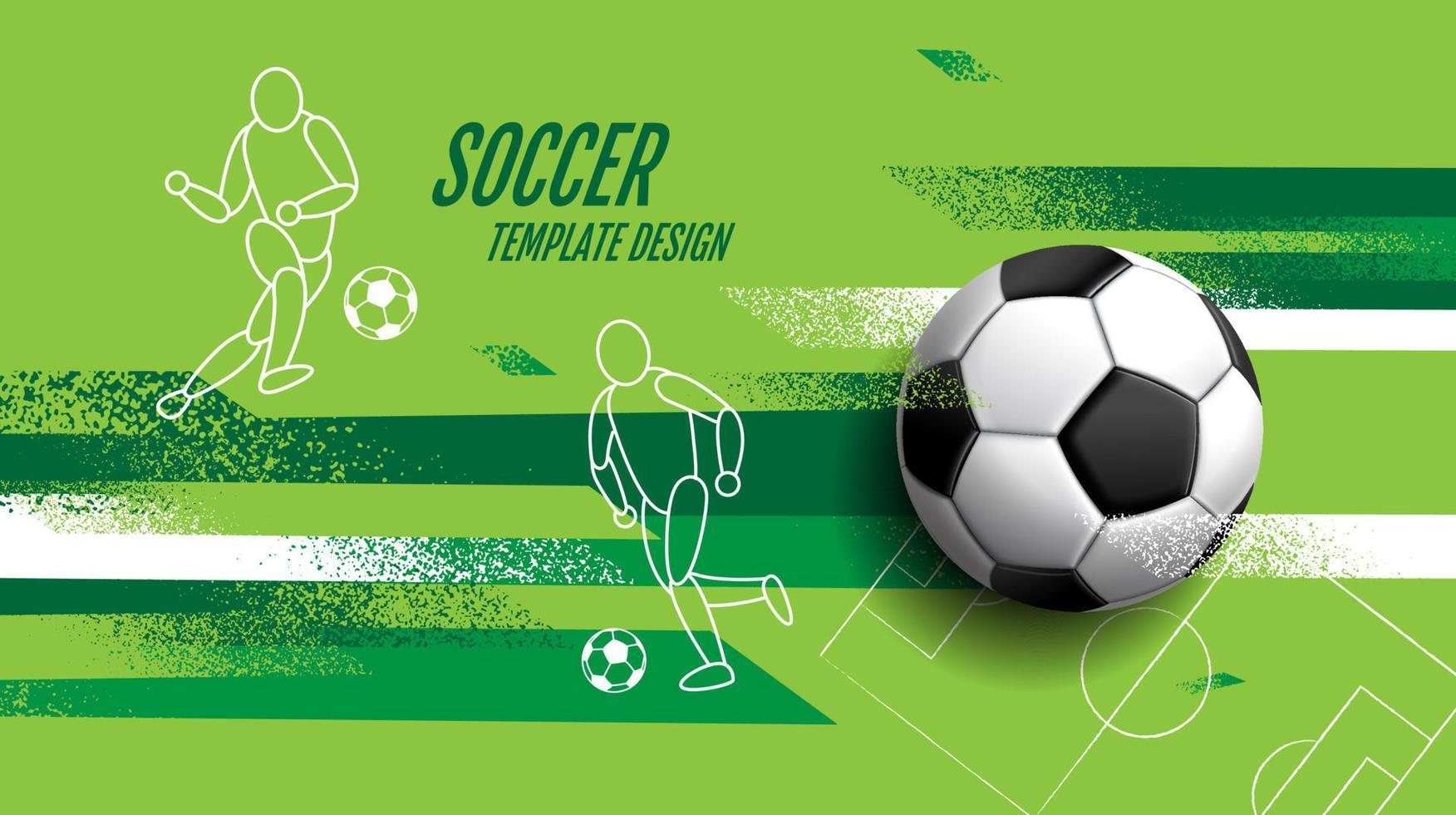 Fußball-Template-Design, Fußball-Banner, Sport-Layout-Design, grünes Thema, Vektor