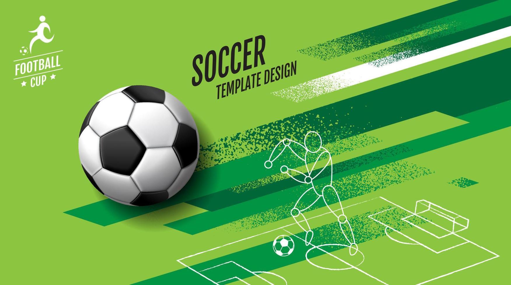 fotboll malldesign, fotboll banner, sport layout design, grönt tema, vektor