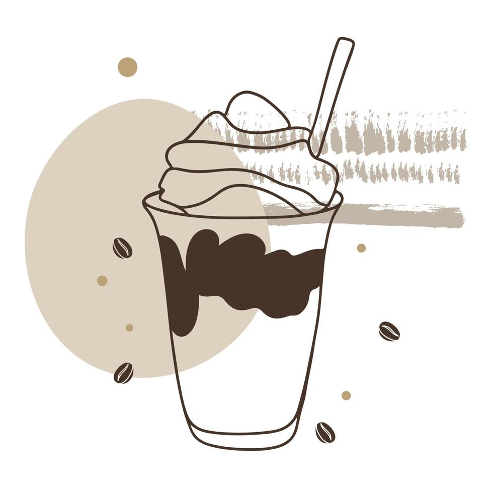 Kaffeecocktails, Getränk mit cremigem Schaum, köstliches Kaffeearoma vektor