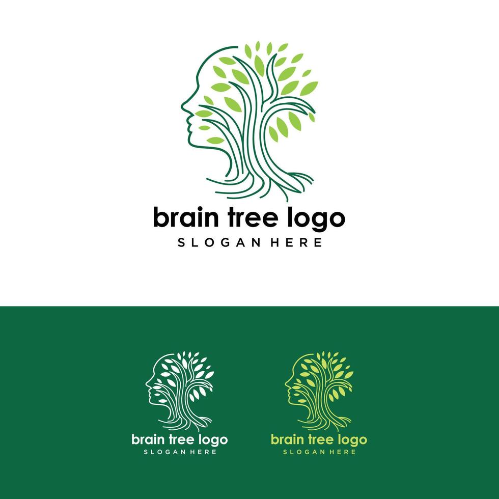 Baum-Gehirn-Logo-Konzept. menschlicher Verstand, Wachstum, Innovation, Denken, Symbolvorratillustration. vektor