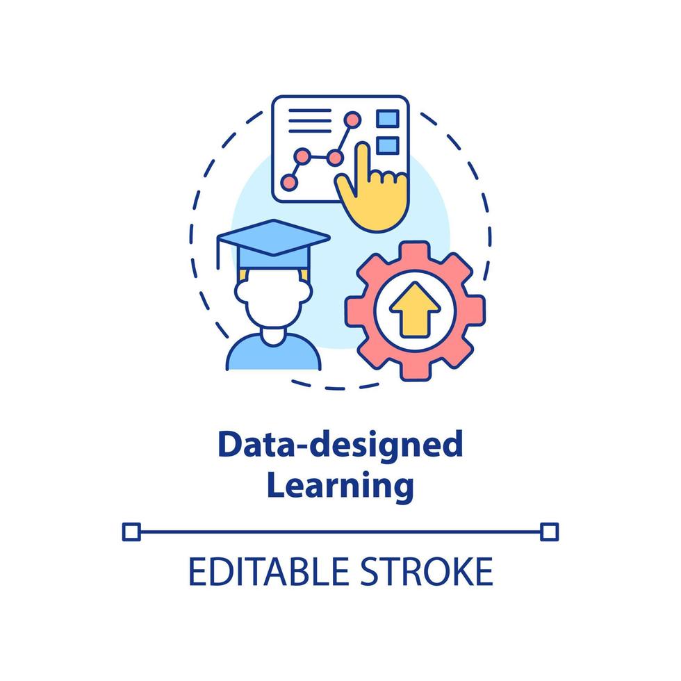 Symbol für ein datendesigntes Lernkonzept. trend in der entwicklung der fähigkeiten abstrakte idee dünne linie illustration. inhaltliches Engagement. isolierte Umrisszeichnung. editierbarer Strich. vektor