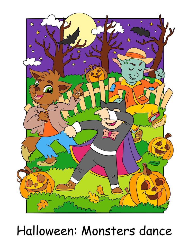 halloween monster dans i de skog vektor färgrik illustration