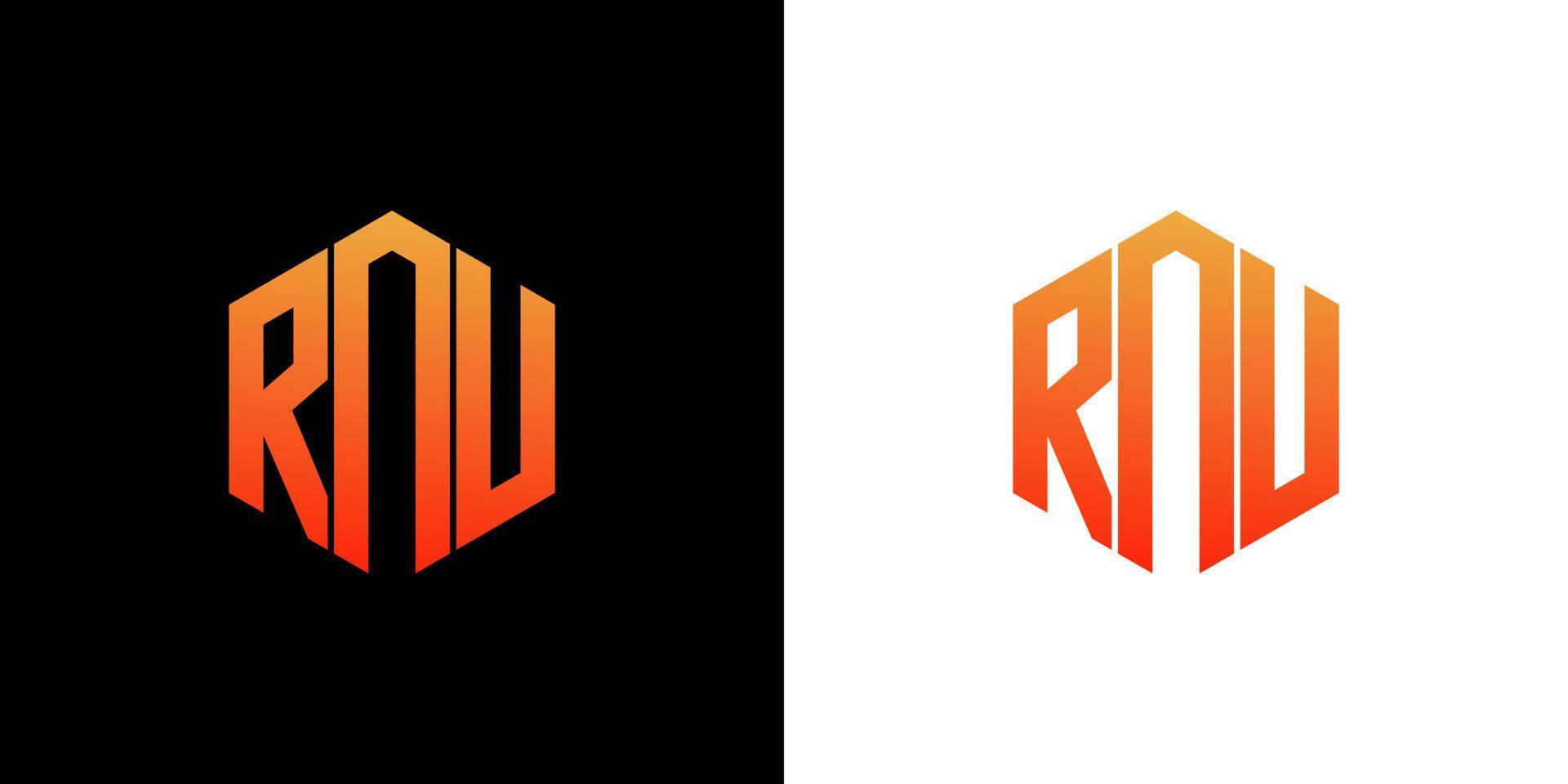 rnu brev logotyp design polygon monogram ikon vektor mall