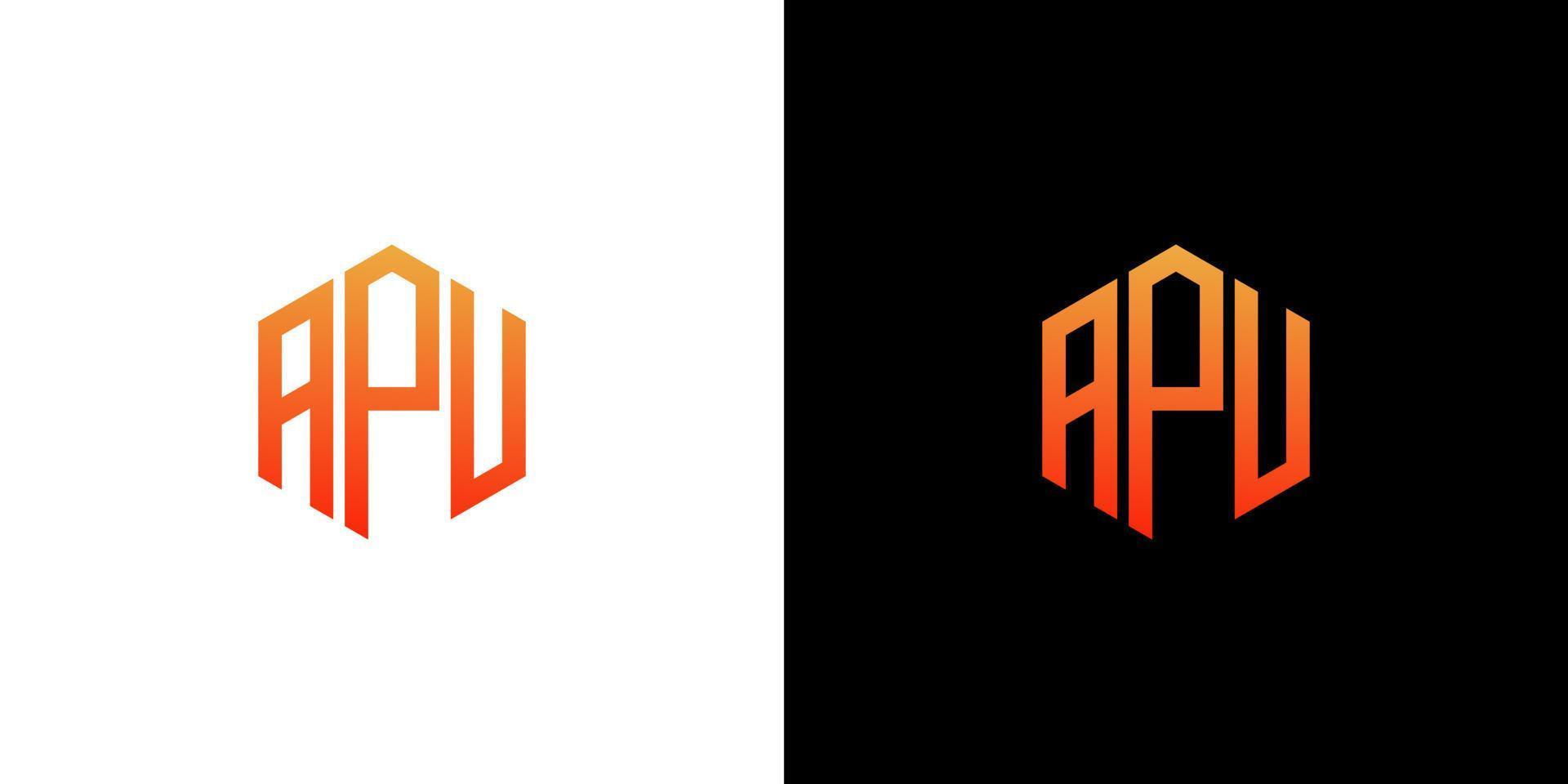 apu brev logotyp design polygon monogram ikon vektor mall