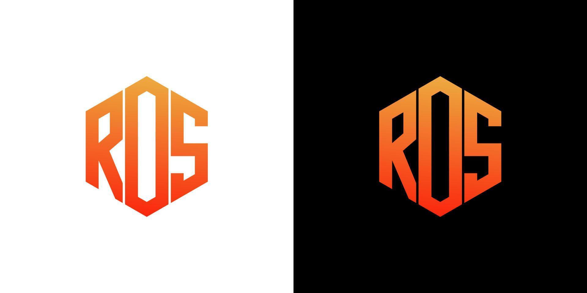 ros brev logotyp design polygon monogram ikon vektor mall