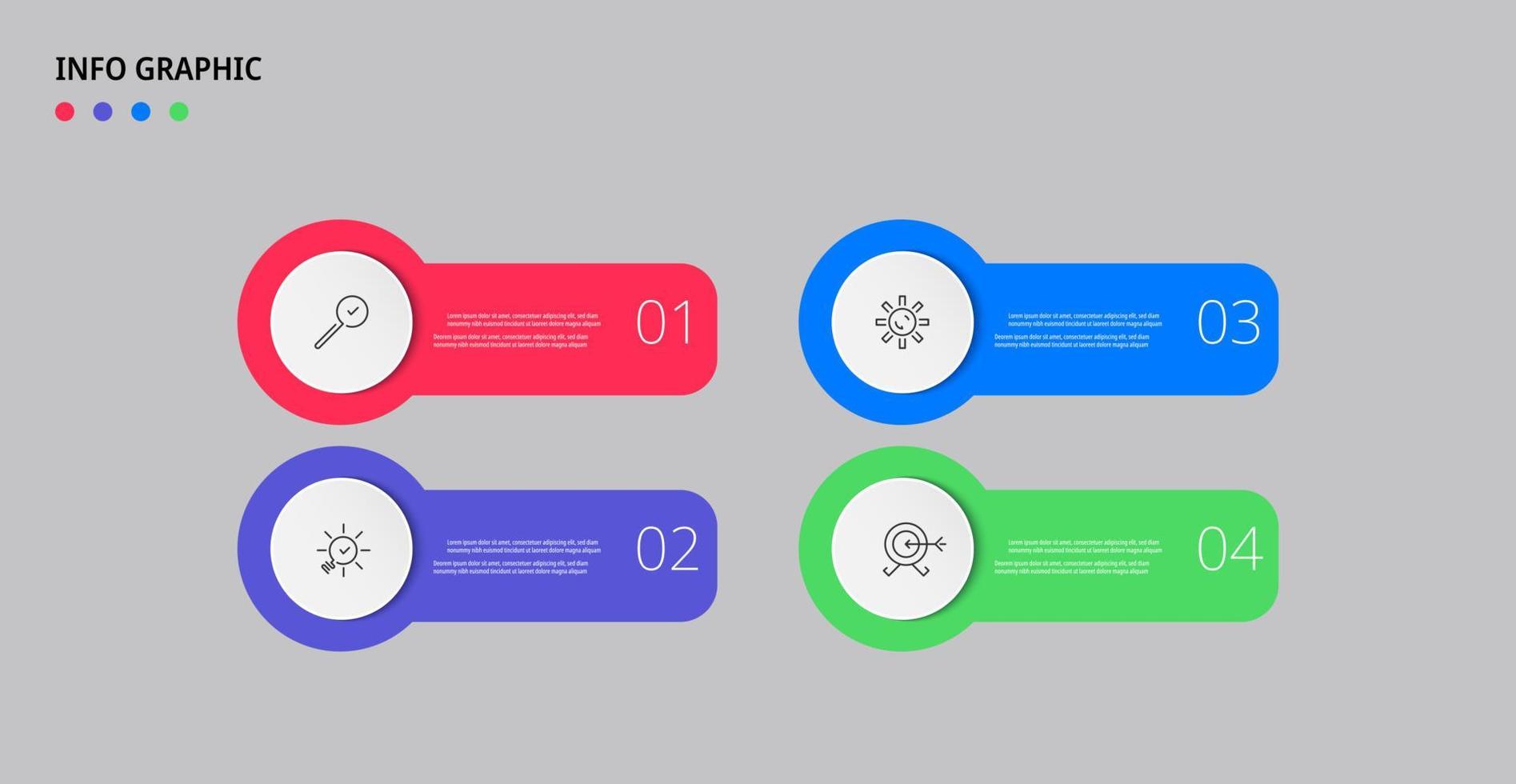 Vektor-Infografik-Design-Geschäftsvorlage mit Symbolen und 4 Optionen oder Schritten. kann für Prozessdiagramme, Präsentationen, Workflow-Layouts, Banner, Flussdiagramme und Infografiken verwendet werden vektor