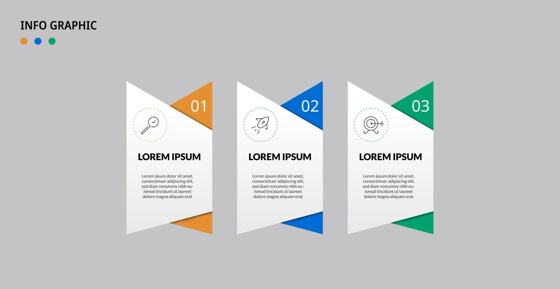 Vektor-Infografik-Design-Geschäftsvorlage mit Symbolen und 3 Optionen oder Schritten. kann für Prozessdiagramme, Präsentationen, Workflow-Layouts, Banner, Flussdiagramme und Infografiken verwendet werden vektor