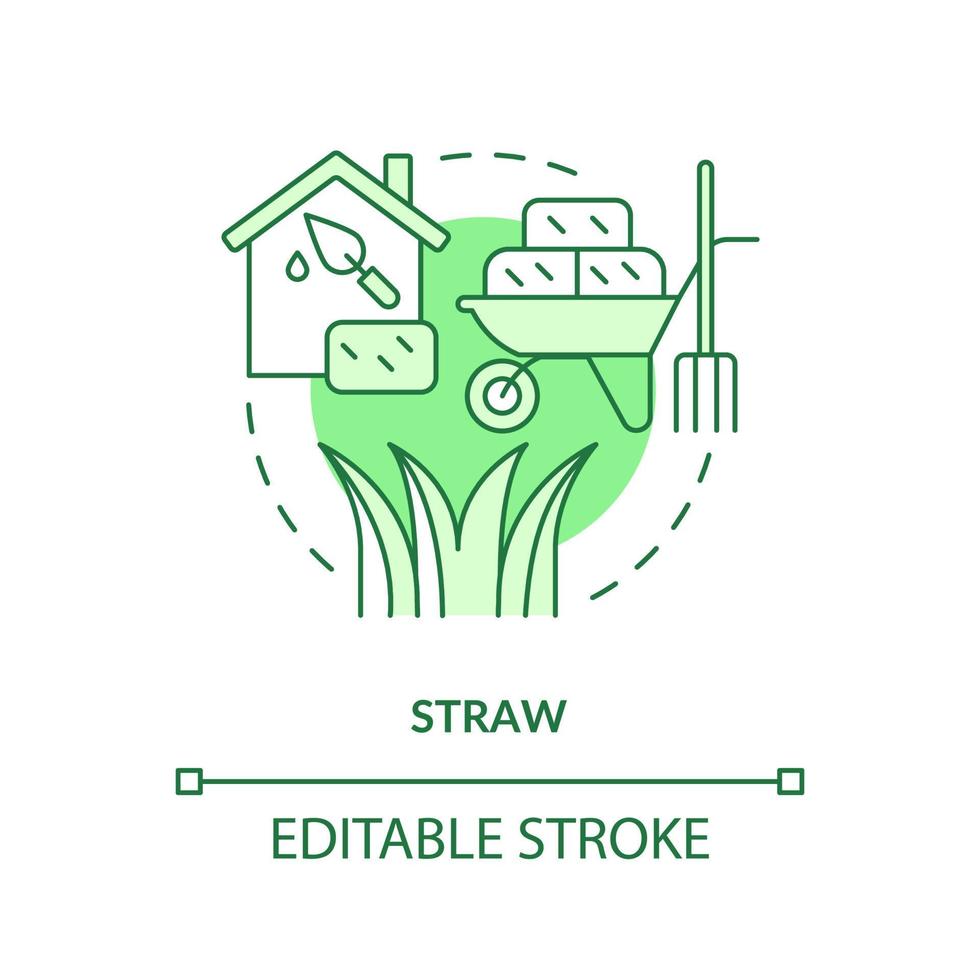 Symbol für strohgrünes Konzept. alternative gebäuderessourcen abstrakte idee dünne linie illustration. Strohballenbau. isolierte Umrisszeichnung. editierbarer Strich. vektor