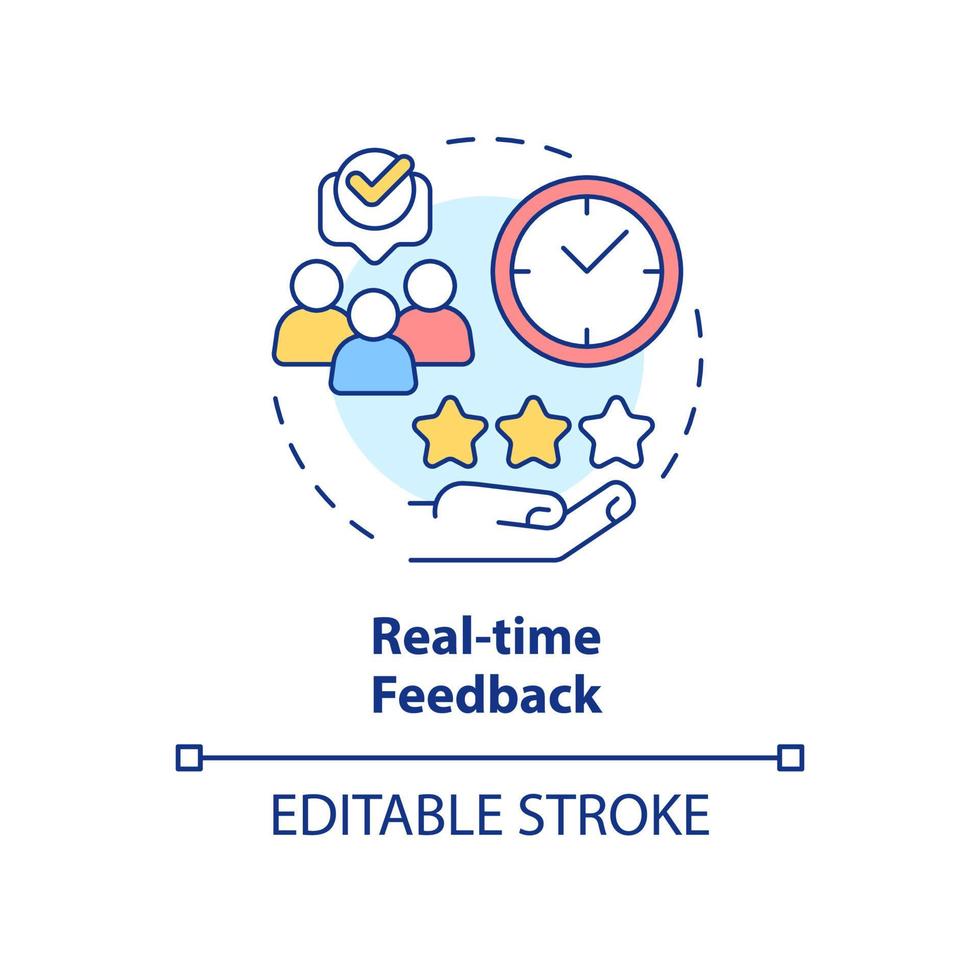 Symbol für Echtzeit-Feedback-Konzept. tendenz in der fähigkeitsentwicklung abstrakte idee dünne linie illustration. sich gegenseitig auswerten. isolierte Umrisszeichnung. editierbarer Strich. vektor