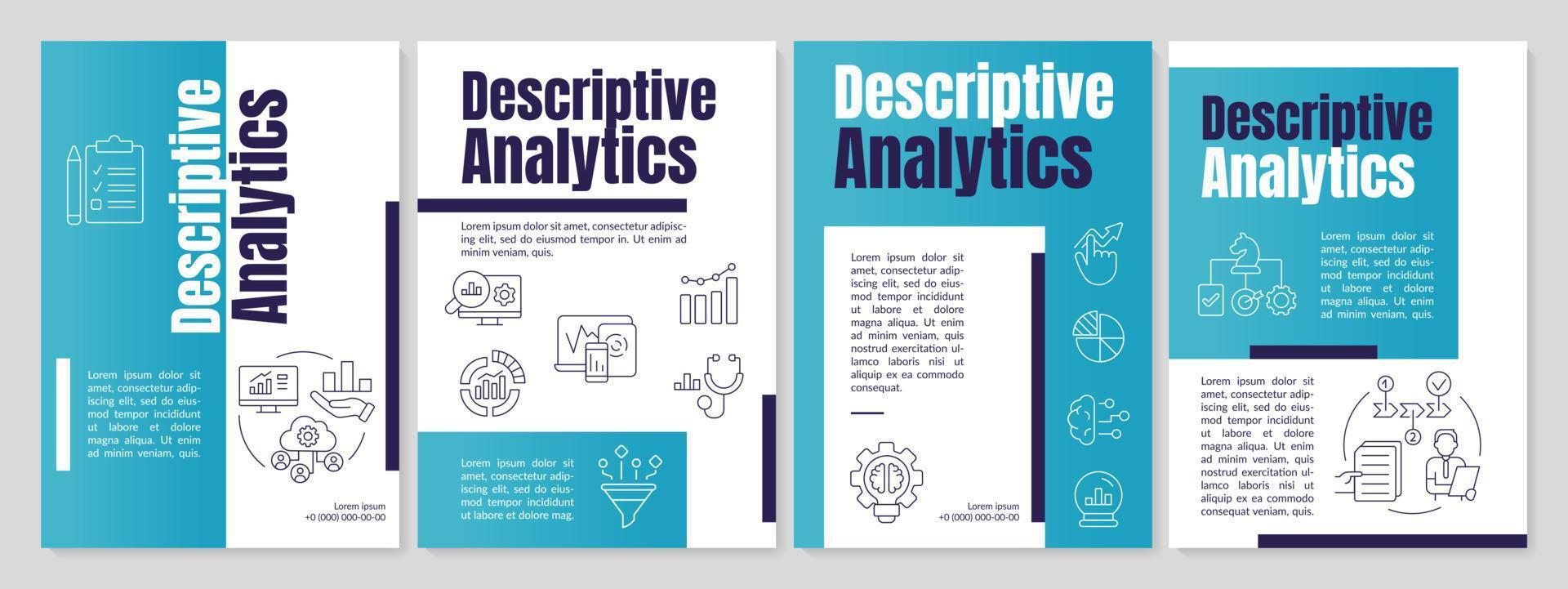 typer av automatiserad data analys aqua blå broschyr mall. diagnostisk. folder design med linjär ikoner. 4 vektor layouter för presentation, årlig rapporterar.