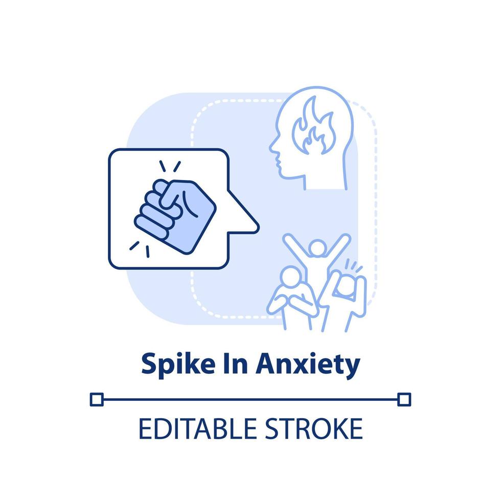 Spike in Angst hellblaues Konzept-Symbol. zunehmende Not. verhaltenstrend abstrakte idee dünne linie illustration. isolierte Umrisszeichnung. editierbarer Strich. vektor