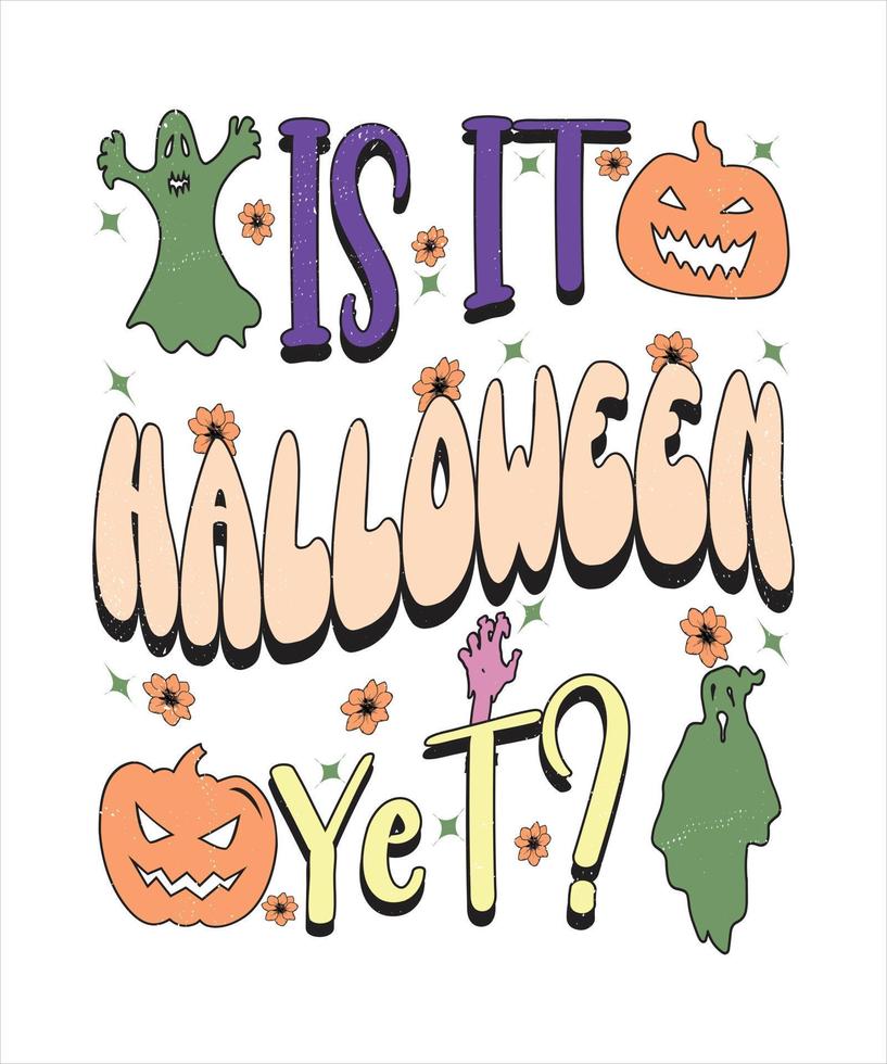 grooviges Halloween-Typografie-T-Shirt-Design, Vintage-Typografie-T-Shirt-Design, Retro-Halloween-T-Shirt-Design, grooviges T-Shirt-Design. vektor