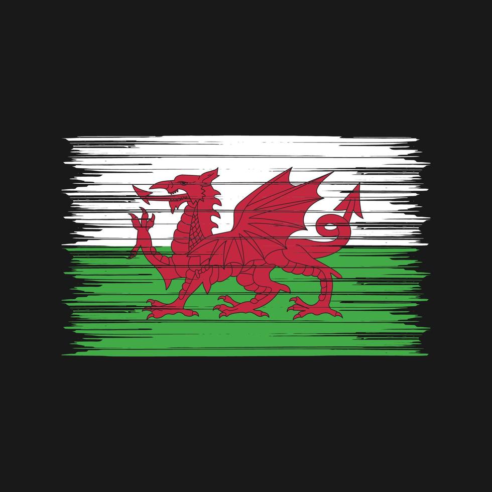 Wales flaggborste. National flagga vektor